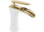 Mexen Lyra Rubinetto Del Lavabo, Bianco/Oro - 745300-25