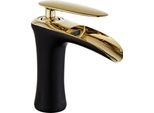 Mexen Lyra Rubinetto Da Lavabo, Nero/Dorato - 745300-75