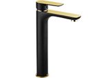 Mexen Alfa Rubinetto Lavabo Alto, Nero/Oro - 745710-75