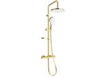 Mexen KX05 Set Doccia Esterno Con Soffione E Miscelatore Termostatico, Oro/Bianco - 771500591-50
