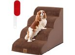 Costway Scale Per Cani 4 Gradini, Gradini Antiscivolo Per Cani In Schiuma, Scale Per Cani Gatti, Scale Per Gatti Rimovibili, Scale Per Cani Per Divano Letto, Rivestimento Lavabile (Marrone)