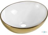 Mexen Elza Lavabo Da Appoggio 40 X 33 Cm, Bianco/Oro - 21014006