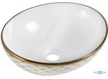 Mexen Elza Lavandino Da Appoggio 40 X 33 Cm, Bianco/Oro Motivo Griglia - 21014009