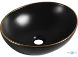 Mexen Elza Lavandino Da Appoggio 40 X 33 Cm, Nero Opaco/Bordo Dorato - 21014025