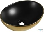 Mexen Elza Lavabo Da Appoggio 40 X 33 Cm, Nero Opaco/Oro - 21014026