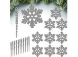 Brubaker Decorazioni Per Albero Ghiaccioli E Fiocchi Di Neve Glitter - 22-TLG. Set Di Decorazioni Per Albero Di Natale Da Appendere - Decorazioni Per Albero Di Natale A Prova Di Rottura - Decorazione, Argento