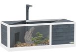 Casetta Per Tartarughe In Legno Pawhut, Recinto Per Tartarughe Con Due Casette Principali, Piano Incernierato, Supporto Luminoso, Pannello Frontale Trasparente, 120 X 50 X 40 Cm, Grigio