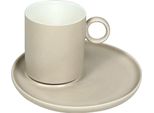 Tazze Da Caffè Eleganti In Porcellana Da 12 Pezzi Con Piattino - 220 Ml Taupe