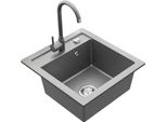 Mexen Vito Lavello In Granito A 1 Vasca Con Rubinetto Da Cucina Telma, Grigio - 6503-71-670200-71