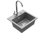 Mexen Milo Lavello Da Cucina In Granito 1 Vasca Con Rubinetto Telma, Grigio - 6505-71-670200-00