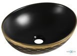 Mexen Elza Lavabo Da Appoggio 40 X 33 Cm, Nero Opaco/Motivo A Griglia Oro - 21014029