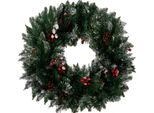 Ghirlanda Con Bacche Innevate Ø 45 Cm Decorazione Natalizia Per Porte, Pareti E Finestre 22302