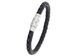 Lederarmband Joop "2023437", Schwarz (Edelstahlfarben, Schwarz), ArmbäNder, Herren, 21Cm, Edelstahl Leder, Edelstahl, Leder, Lederarmband