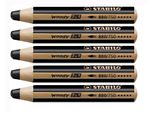 Matita Colorata, Acquerello E Pastello A Cera - Stabilo Woody 3 In 1 - Confezione Da 5 - Nero