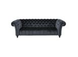 Chesterfield A Tre Posti In Tessuto Nero Design Divano Imbottito Divano In Velluto Mobili Nuovi
