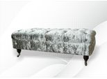 Sgabello Imbottito Chesterfield Tessuto Grigio Soggiorno Design Divano Imbottito Nuovo Tessuto