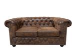 Chesterfield Divano Tessile Imbottito 2 Posti Divani In Tessuto Divani Marrone Due Posti