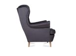 Poltrona Chesterfield Wing Chair Poltrona Divano Divano Imbottito Seduta Lounge Relax Tessuto Grigio