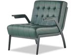Poltrona Verde Design Moderno Acciaio Inox Pelle Chesterfield Legno Versatile