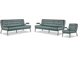 Set Di Mobili Per Sedersi Poltrona 3 Posti Verde Acciaio Inox Moderna Pelle Chesterfield