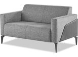 Divano 2 Posti Grigio Divano Moderno Pelle Tessile Acciaio Inox Legno