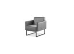 Poltrona Poltrona Grigio Unicolore Moderno 1 Posto Tessile Acciaio Inox Legno