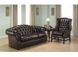 Chesterfield 3 Posti + Poltrona Ad Ala Set Divano Divano Divano Divano In Pelle Nuovo