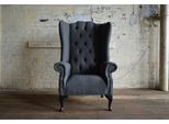 Sedia Ad Ala Poltrona Televisione Design Tappezzeria Divano Divano Chesterfield Tessile Nuovo 344