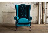 Sedia Ad Ala Poltrona Televisione Design Tappezzeria Divano Divano Chesterfield Tessile Nuovo 347