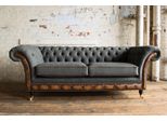 Chesterfield Design Lusso Imbottito Divano Divano Sedile Set Pelle Tessile Nuovo #B1