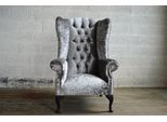 Sedia Ad Ala Poltrona Televisione Design Tappezzeria Divano Divano Chesterfield Tessile Nuovo 361