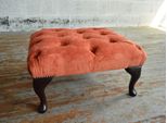 Sgabello Poltrona Televisione Design Tappezzeria Poggiapiedi Chesterfield Tessile Nuovo - 368