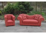 Set Di Divani Chesterfield 3+1 Posti In Tessuto Design Divano Imbottitura Seduta Divani