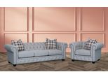 Set Divano Chesterfield Divano Imbottito 3+1 Posti In Pelle Divano Tessile Nuovo