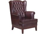 Poltrona Design Divano Divano Relax Marrone Pelle Lounge Club Tappezzeria Seduta Lusso
