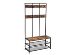 Appendiabiti Con Sedile E Ripiani Marrone Rustico 100X40X186 Cm