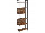 Libreria Industriale Rustica Marrone E Nera 60X24X186 Cm - Durevole