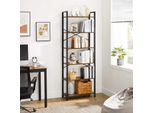 Libreria Rustica Marrone/Nera, 66X30X186 Cm, Truciolato, Acciaio