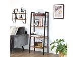 Libreria Rustica Marrone Nera 56X34X137,5 Cm In Truciolato Metallico