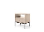 Comodino, Beige Sabbia, 53 Cm, Struttura Nera, Design Moderno