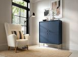 Armadio Moderno Blu Navy, Struttura Dorata, H 125 Cm, L 103 Cm