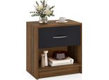 Comodino Costway Con Cassetto E Vano A Giorno, Tavolino, Tavolino Da Divano, Cassettiera Da Letto, Console Da Letto 38,5X28X40,5 Cm Marrone, Nero