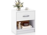 Comodino Costway Con Cassetto E Vano A Giorno, Tavolino, Tavolino Da Divano, Cassettiera, Console Da Letto 38,5X28X40,5 Cm Bianco