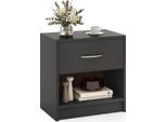 Comodino Costway Con Cassetto E Vano A Giorno, Tavolino, Tavolino Da Divano, Cassettiera, Console Da Letto 38,5X28X40,5 Cm Grigio
