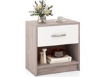 Comodino Costway Con Cassetto E Vano A Giorno, Tavolino, Tavolino Da Divano, Cassettiera Da Letto, Console Da Letto 38,5X28X40,5 Cm Grigio Chiaro, Bianco