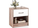 Comodino Costway Con Cassetto E Vano A Giorno, Tavolino, Tavolino Da Divano, Cassettiera Da Letto, Console Da Letto 38,5X28X40,5 Cm Rovere, Bianco