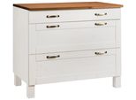 Unterschrank Home Affaire "Alby", Weiß (Weiß, Honigfb), B:100Cm H:85Cm T:60Cm, SchräNke, Unterschrank, Breite 100 Cm, 3 Schubladen
