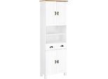 Hochschrank Home Affaire "Oslo", Weiß (Weiß, Honig), B:60Cm H:177Cm T:30Cm, Massivholz, SchräNke, Hochschrank