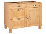 Unterschrank Home Affaire "Oslo", Beige (Natur Gebeizt, Gewachst), B:100Cm H:83Cm T:57Cm, Massivholz, SchräNke, Unterschrank, 100 Cm Breit, Ohne Arbeitsplatte, 2 SchubkäSten, 2 AuszüGe