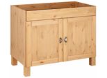 SpüLenschrank Home Affaire "Oslo", Beige (Natur Gebeizt, Gewachst), B:100Cm H:83Cm T:57Cm, Massivholz, SchräNke, SpüLenschrank, 100 Cm Breit, Inklusive EinbauspüLe Aus Edelstahl, Aus Kiefer